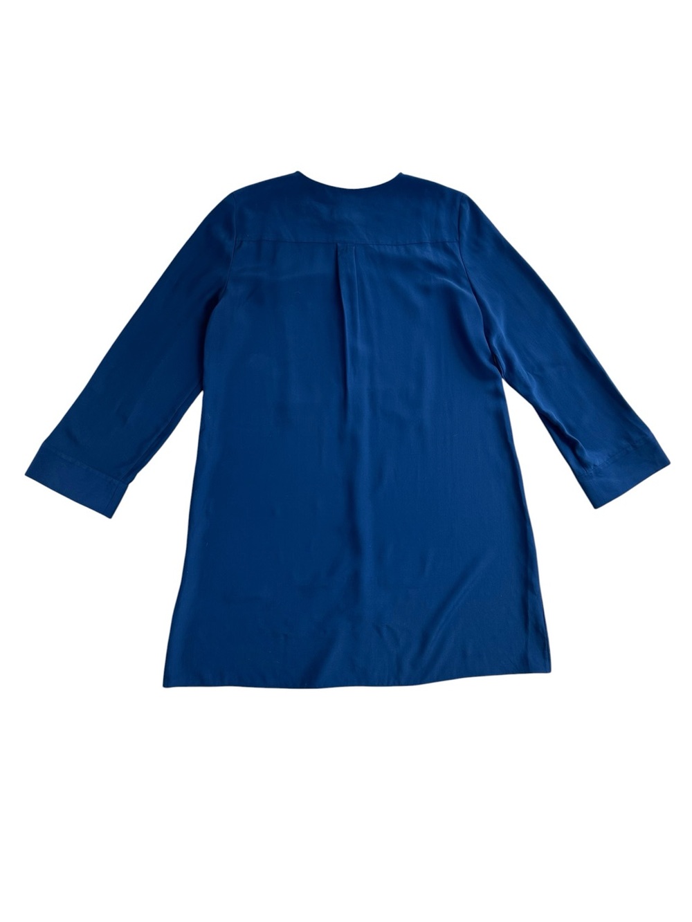 Tory Burch Navy Blue Silk Long Sleeve Button Up Shirt Dress - Picture 2 of 5
